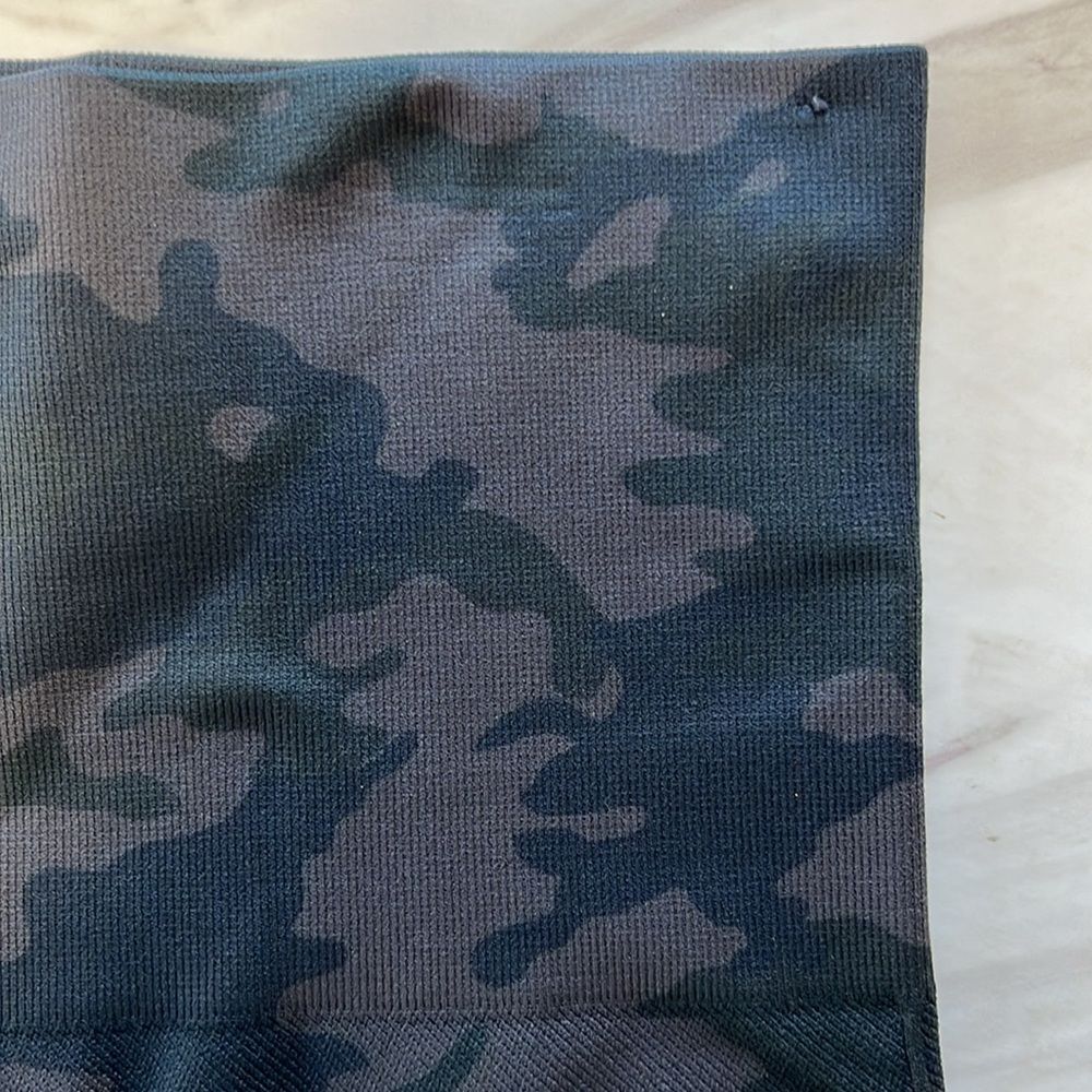 Spanx | Navy Ribbed Camo Seamless Cropped‎ Leggings Small - Picture 5 of 8